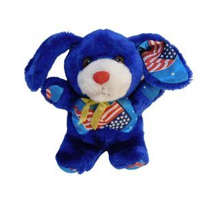 Blue Puppy Dog 7" Plush W/American Flag on Belly, Paws, Ears, & Feet
